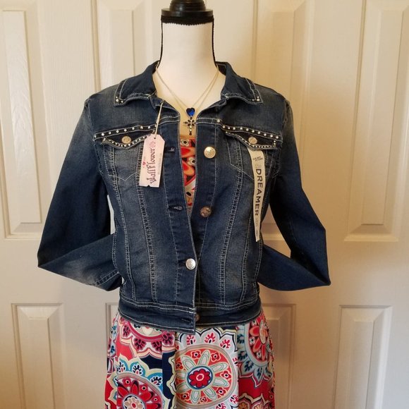 Bling Jacket Brand New Stonewashed Classic Denim M - Picture 4 of 16